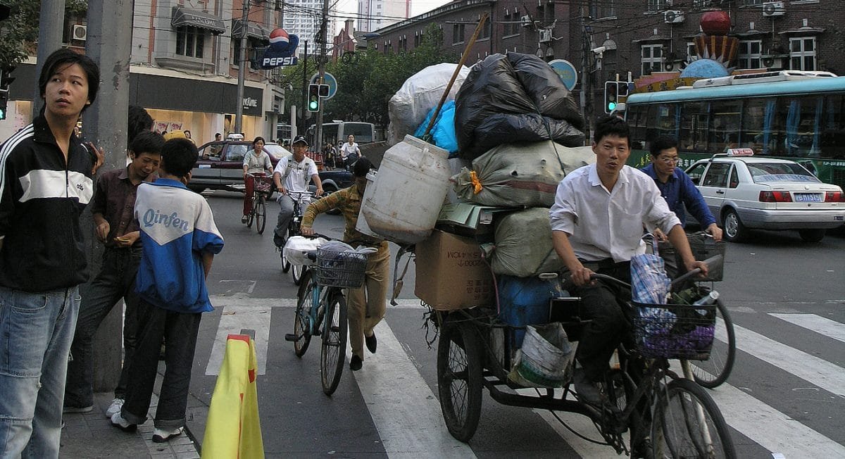 Cars Bicycles Billboards Downtown Shanghai Photograph Seamus Berkeley