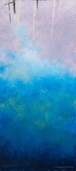 An oil painting of the water and how it created abstract shapes of the reflected surroundings in the Berkeley Marina in Berkeley, California.