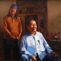 Portrait of Cat and Gerald, Picuris Pueblo, oil on canvas