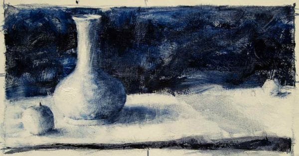 Monochromatic Vase and Apples Painting Seamus Berkeley