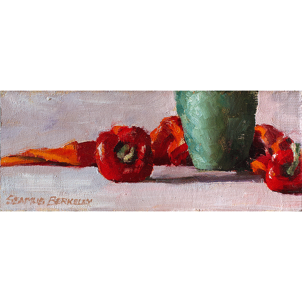 Practicing Stillness: Red Peppers, Green Vase