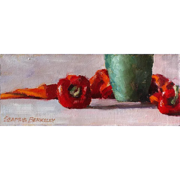 Practicing Stillness: Red Peppers, Green Vase