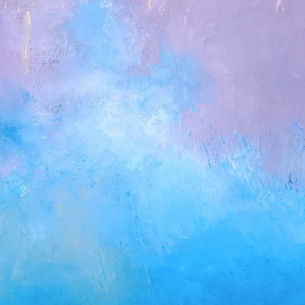 Detail of an oil painting of the water and how it created abstract shapes of the reflected surroundings in the Berkeley Marina in Berkeley, California.