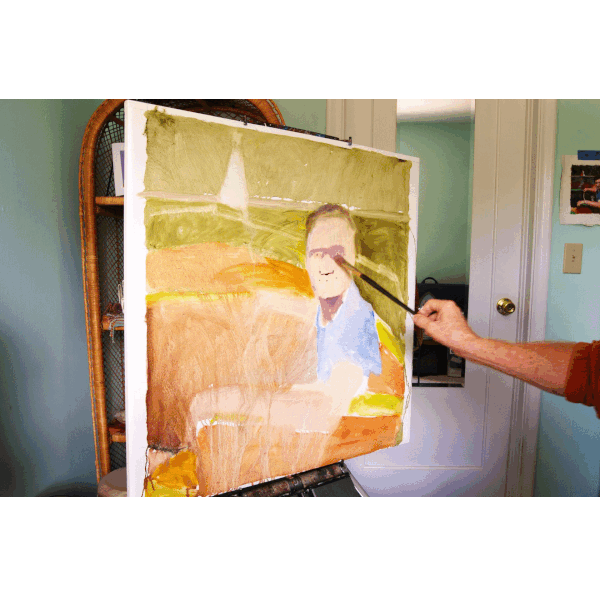 Young Man on a Boat Portrait Painting Time Lapse Video Part 1