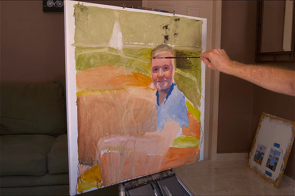 Young Man on a Boat Portrait Painting Time Lapse Video Part 2