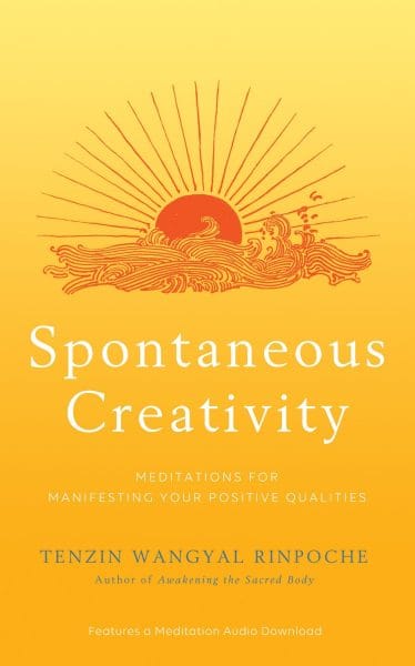 White text over a yellow and orange gradient background that is the cover illustration for the book Spontaneous Creativity.