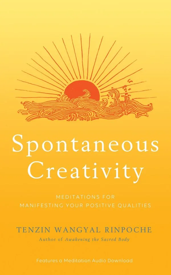White text over a yellow and orange gradient background that is the cover illustration for the book Spontaneous Creativity.